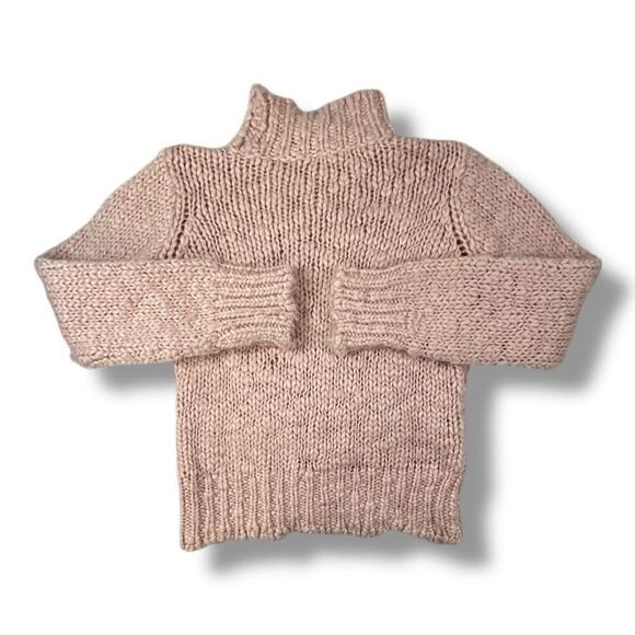 Free People Pink Wool Mock Neck Chunky Sweater Size Medium - Picture 3 of 5